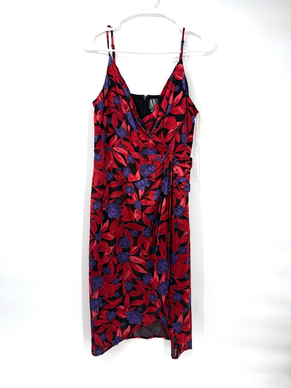 Worthington Red and Purple Floral Midi Dress